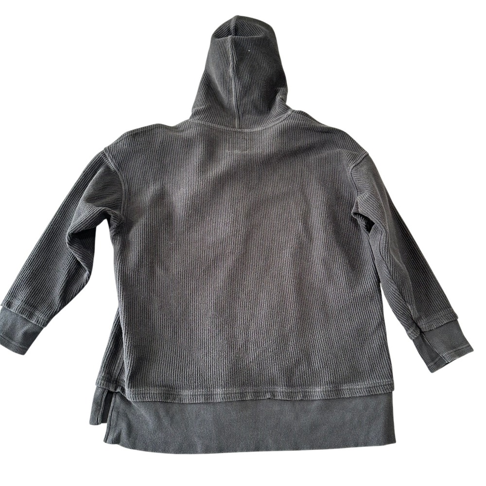 Aerie Womens Charcoal Gray Waffle Knit Henley Hoodie Sweatshirt Size S Cozy - Picture 2 of 7
